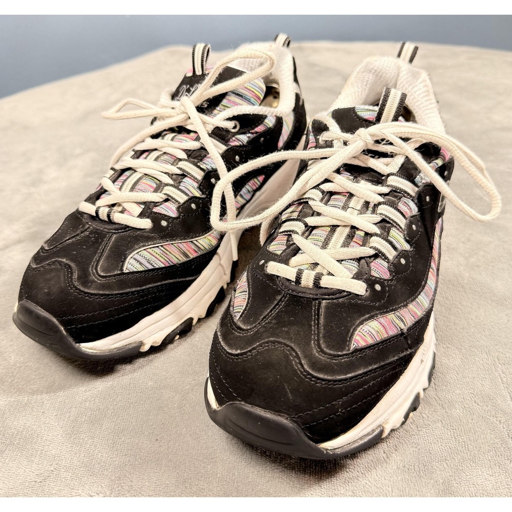 Skechers D'Lites Shoes Womens Size 10 Black Multicolor Glitter Sneakers 11978W